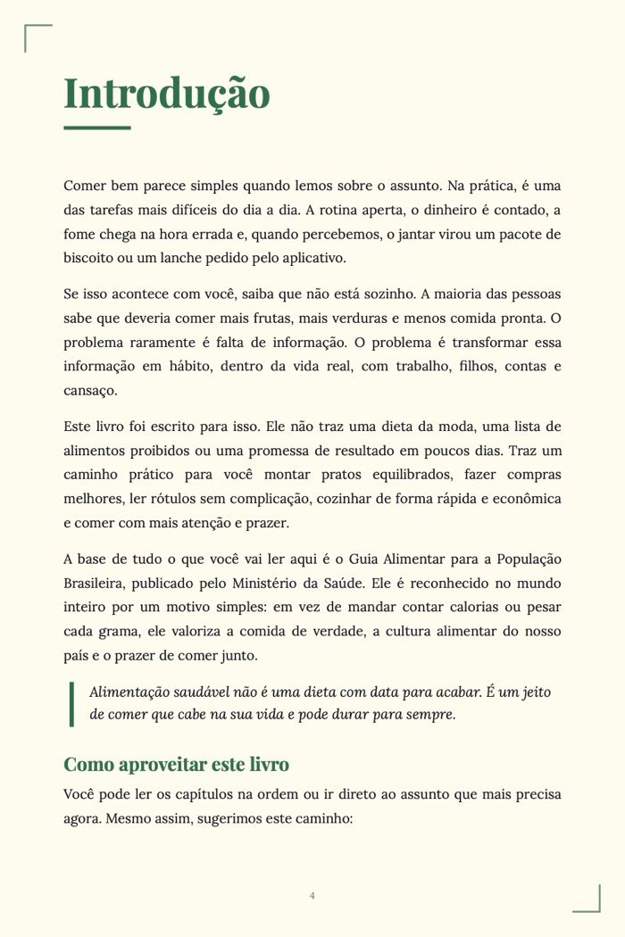 Página de exemplo 2 de Alimentação Saudável