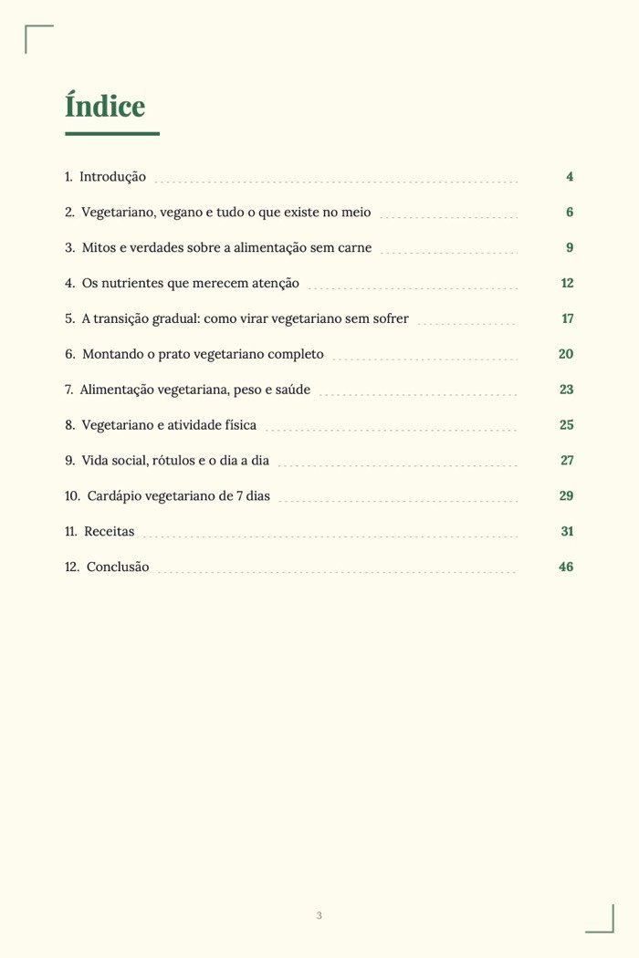 Página de exemplo 1 de Alimentação Vegetariana