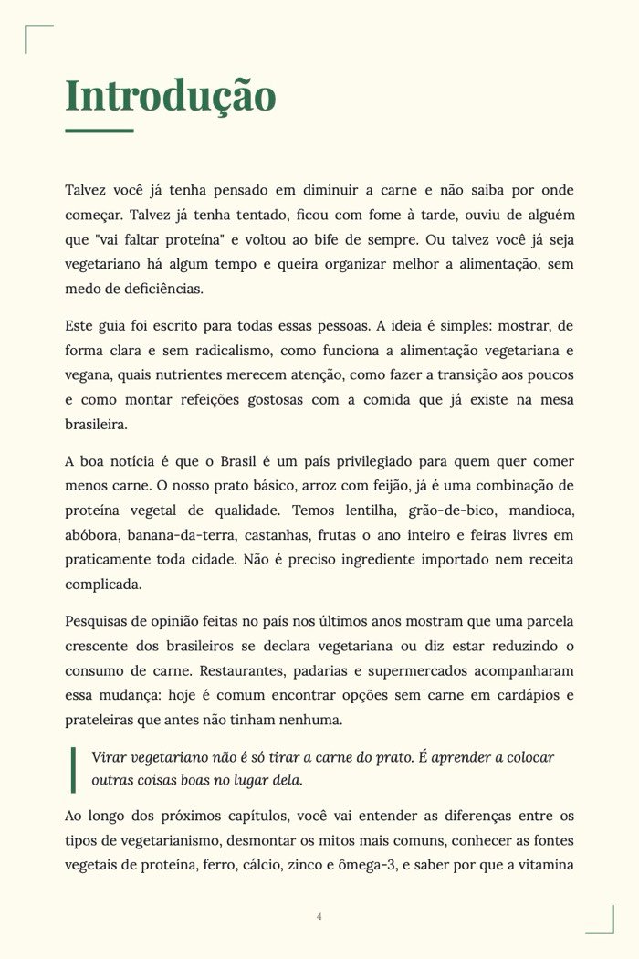 Página de exemplo 2 de Alimentação Vegetariana