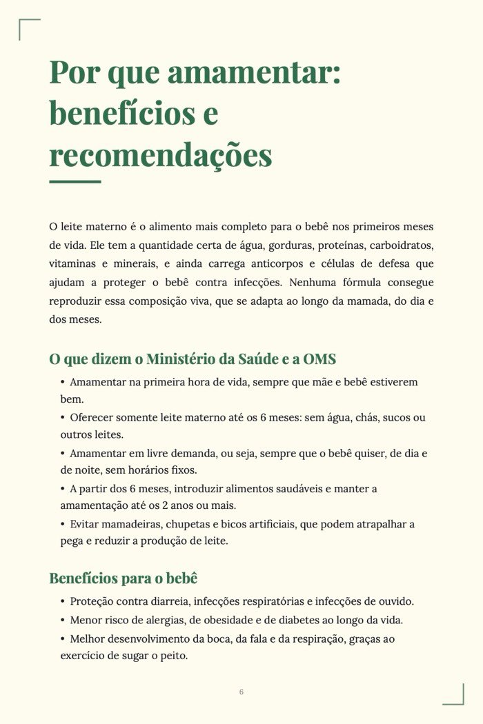 Página de exemplo 3 de Amamentação Sem Mistério