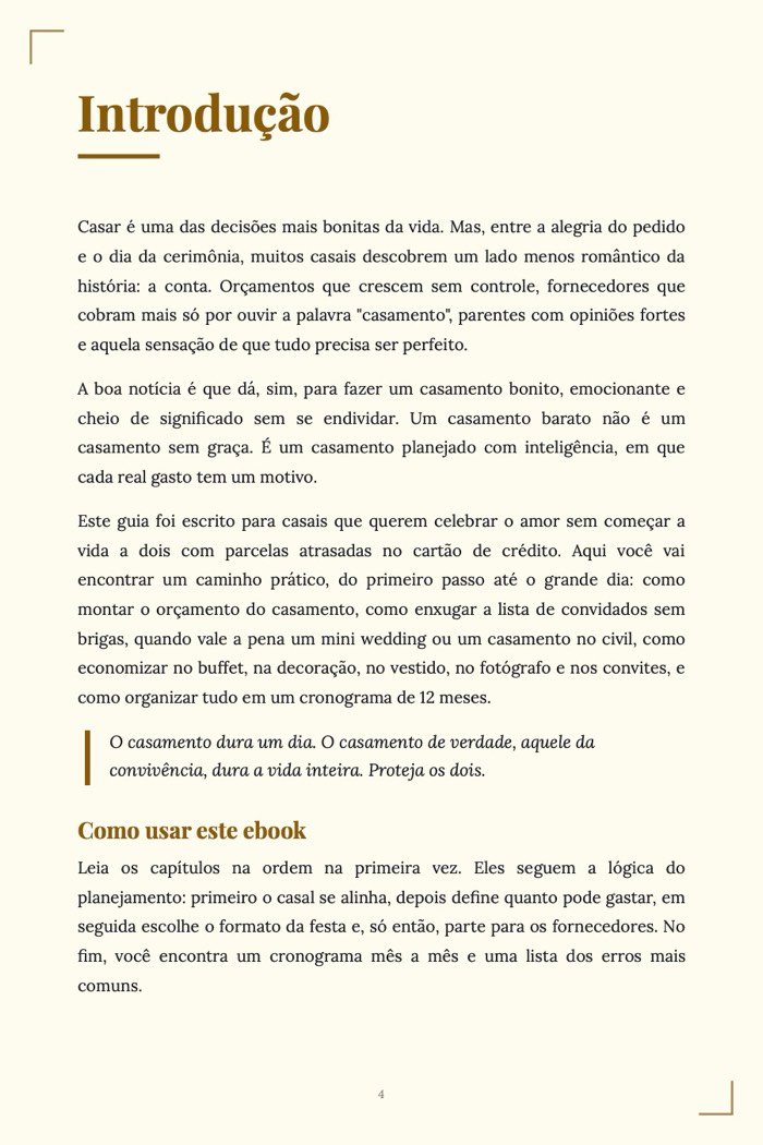 Página de exemplo 2 de Casamento Barato