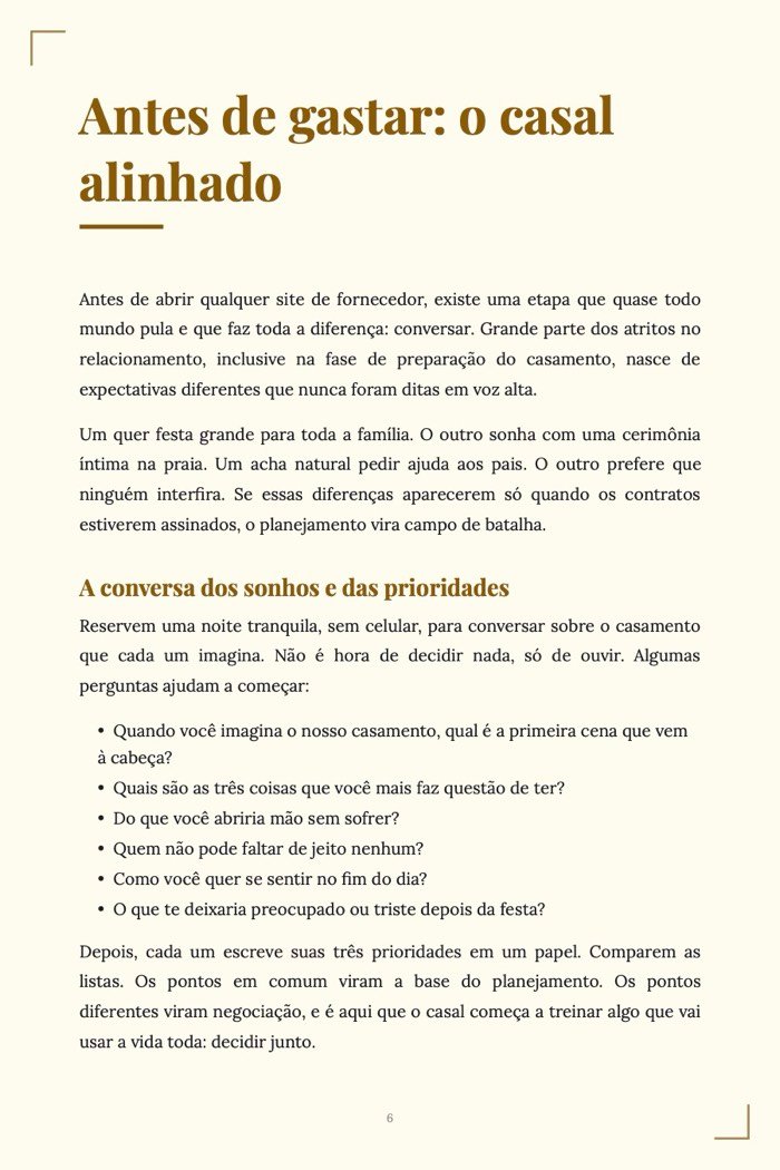 Página de exemplo 3 de Casamento Barato