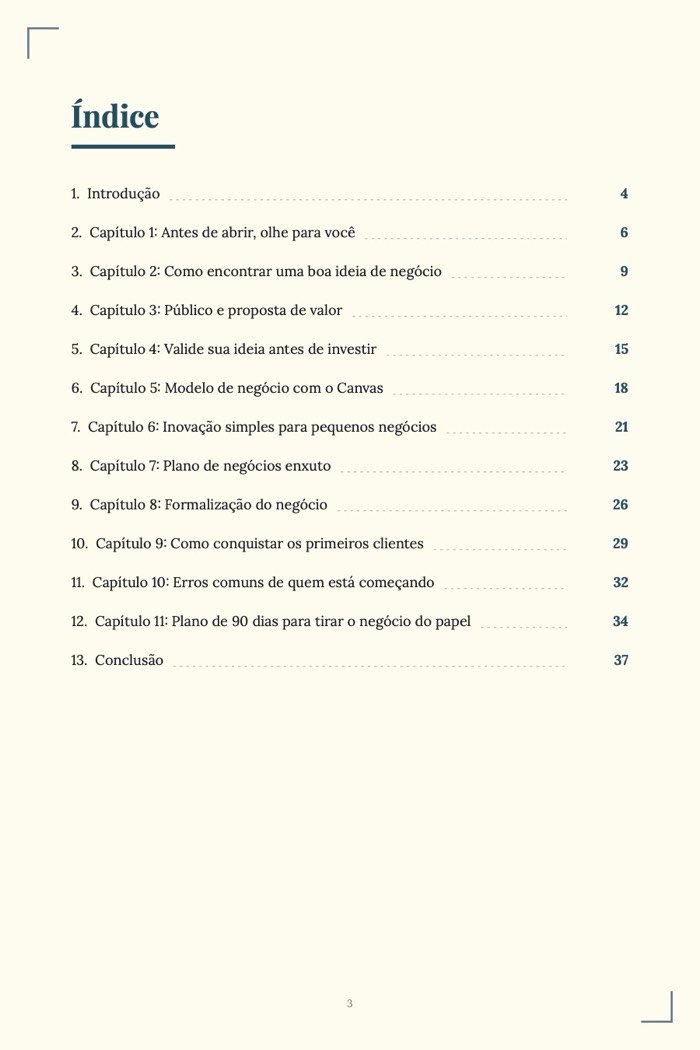 Página de exemplo 1 de Como Abrir um Negócio do Zero