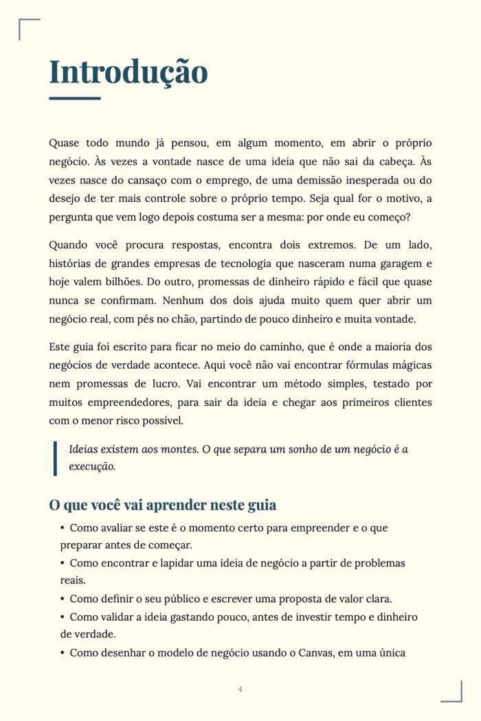 Página de exemplo 2 de Como Abrir um Negócio do Zero