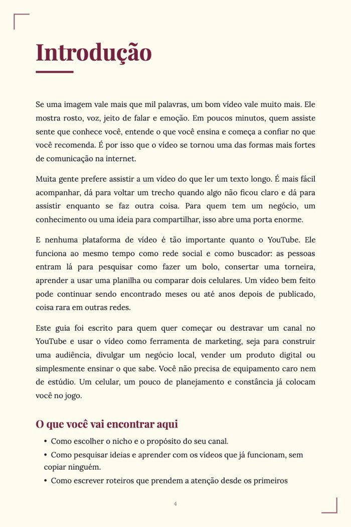 Página de exemplo 2 de Como Crescer no YouTube
