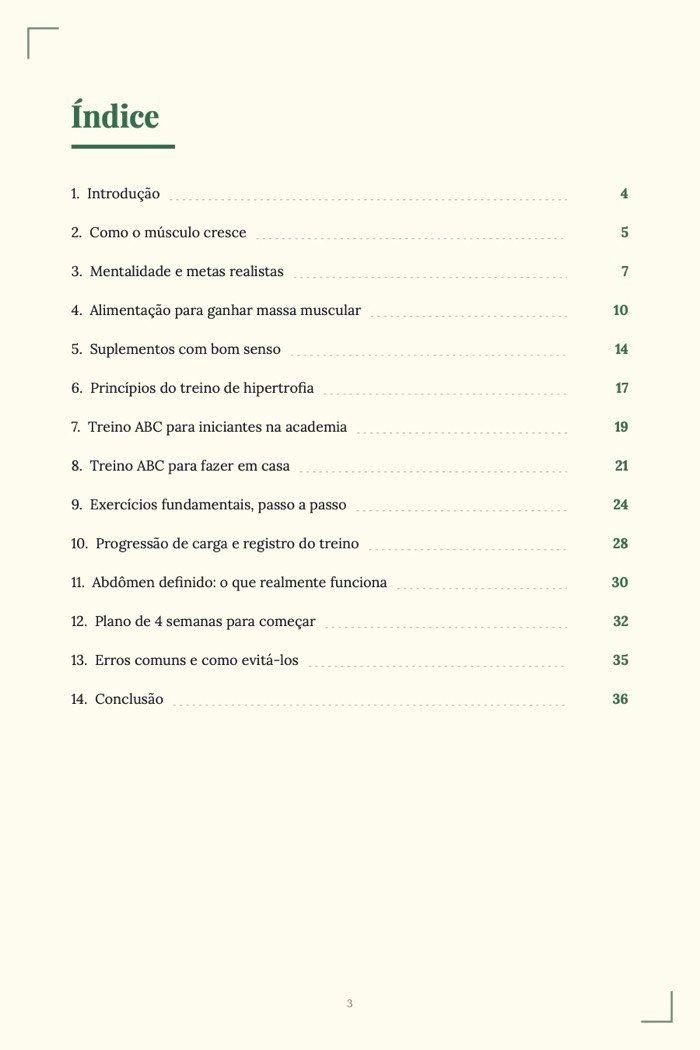 Página de exemplo 1 de Como Ganhar Massa Muscular