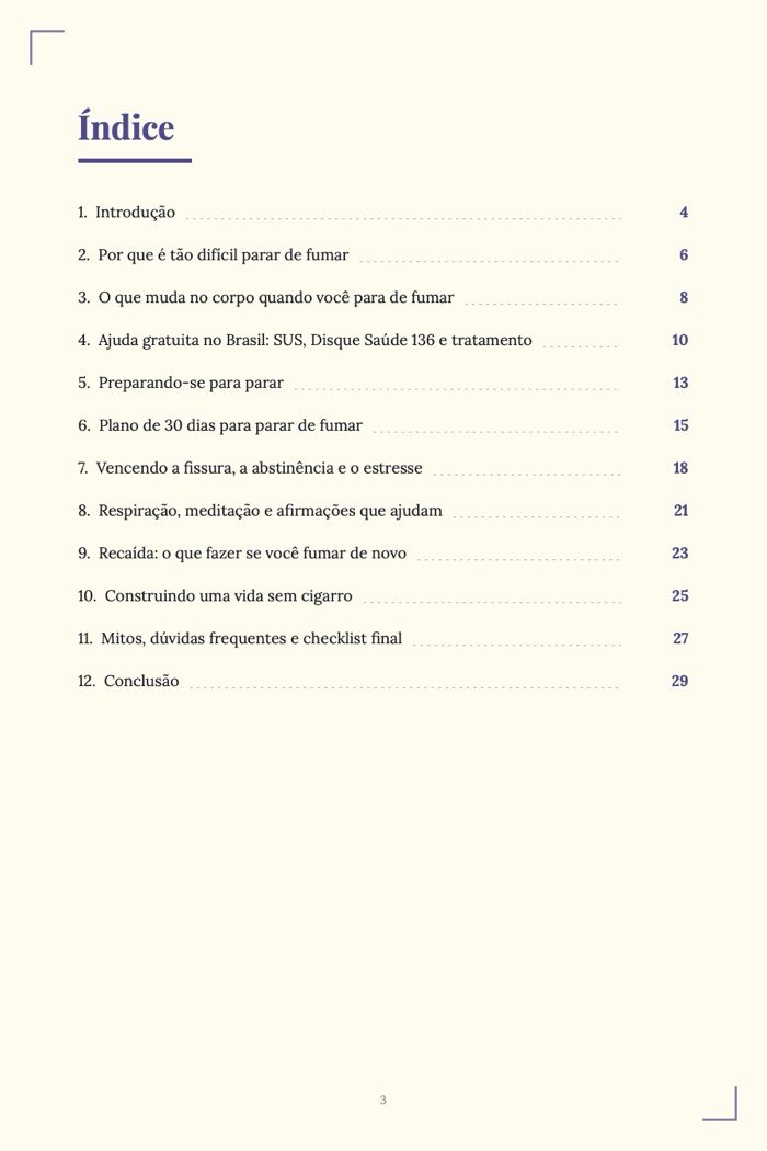 Página de exemplo 1 de Como Parar de Fumar