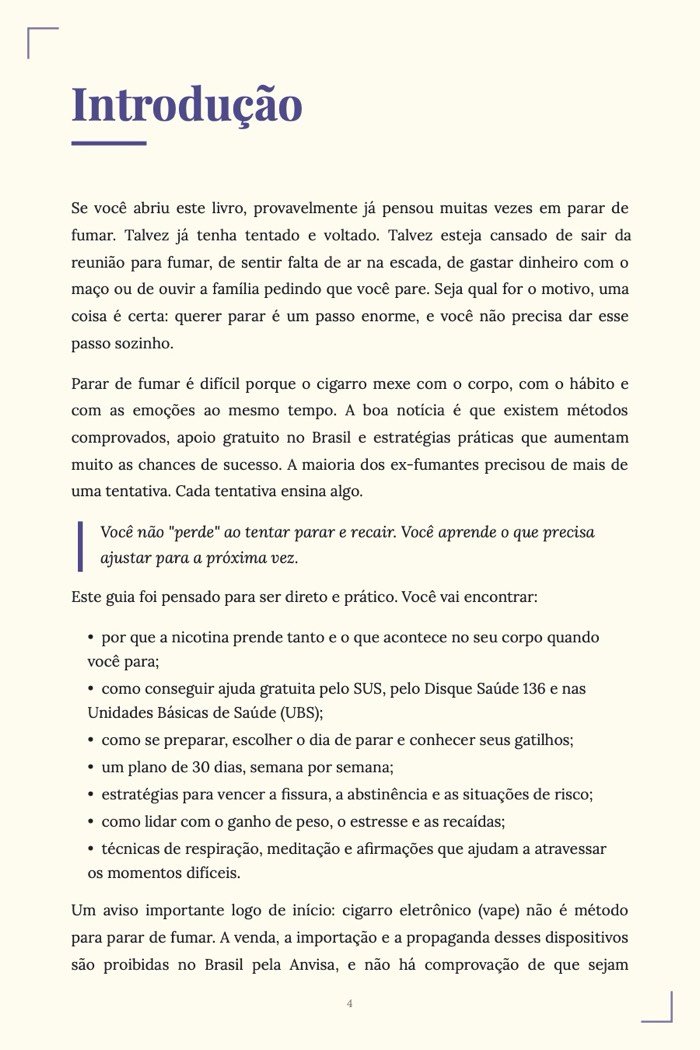 Página de exemplo 2 de Como Parar de Fumar