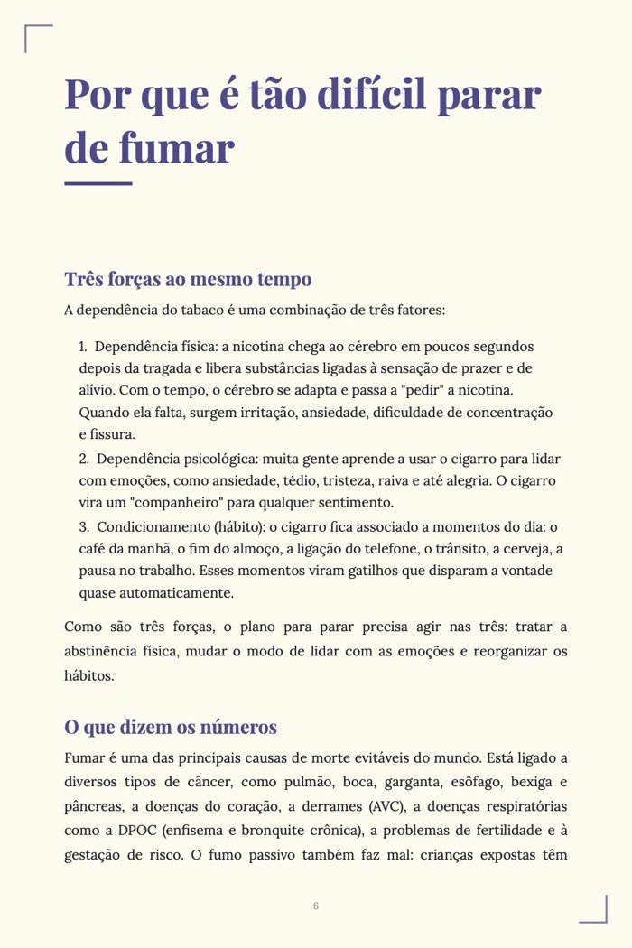 Página de exemplo 3 de Como Parar de Fumar