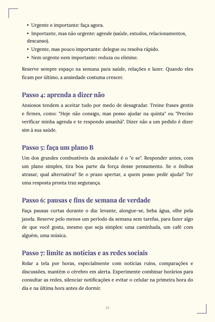 Página de exemplo 4 de Como Superar a Ansiedade