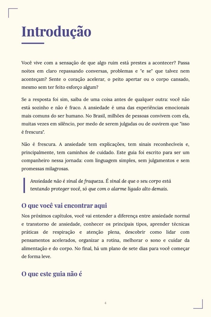 Página de exemplo 2 de Como Superar a Ansiedade