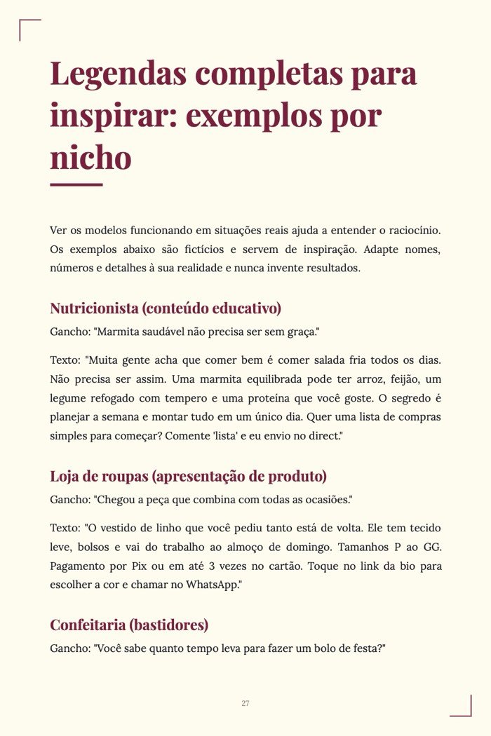 Página de exemplo 5 de Copy para Instagram