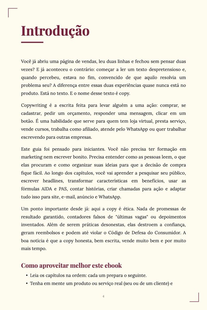 Página de exemplo 2 de Copywriting para Iniciantes