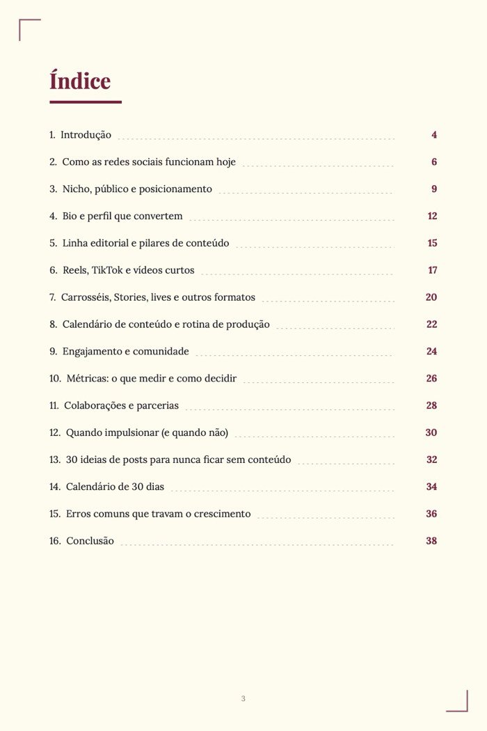 Página de exemplo 1 de Como Crescer nas Redes Sociais