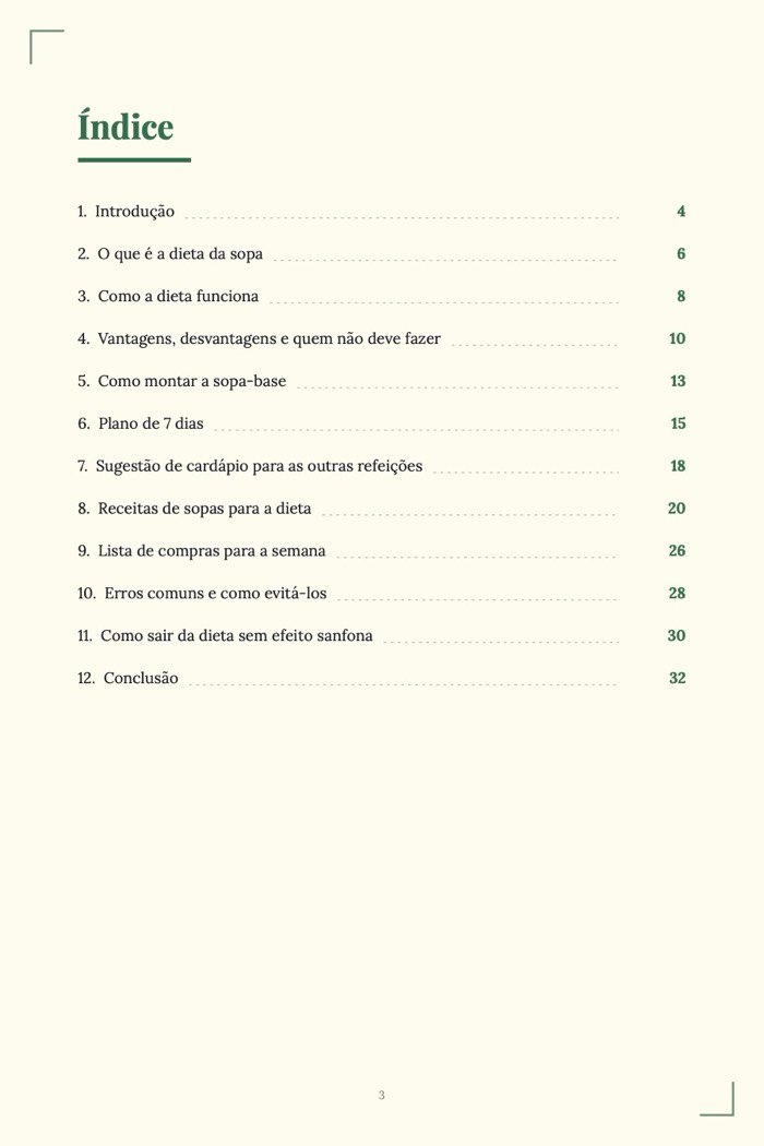 Página de exemplo 1 de Dieta da Sopa