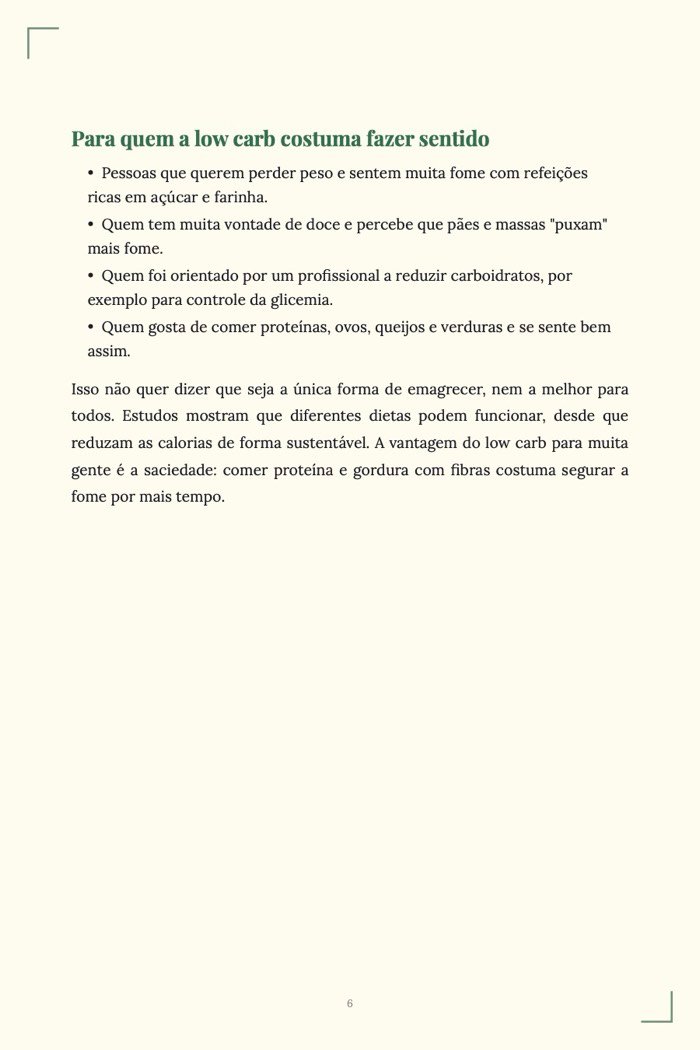 Página de exemplo 3 de Guia da Dieta Low Carb
