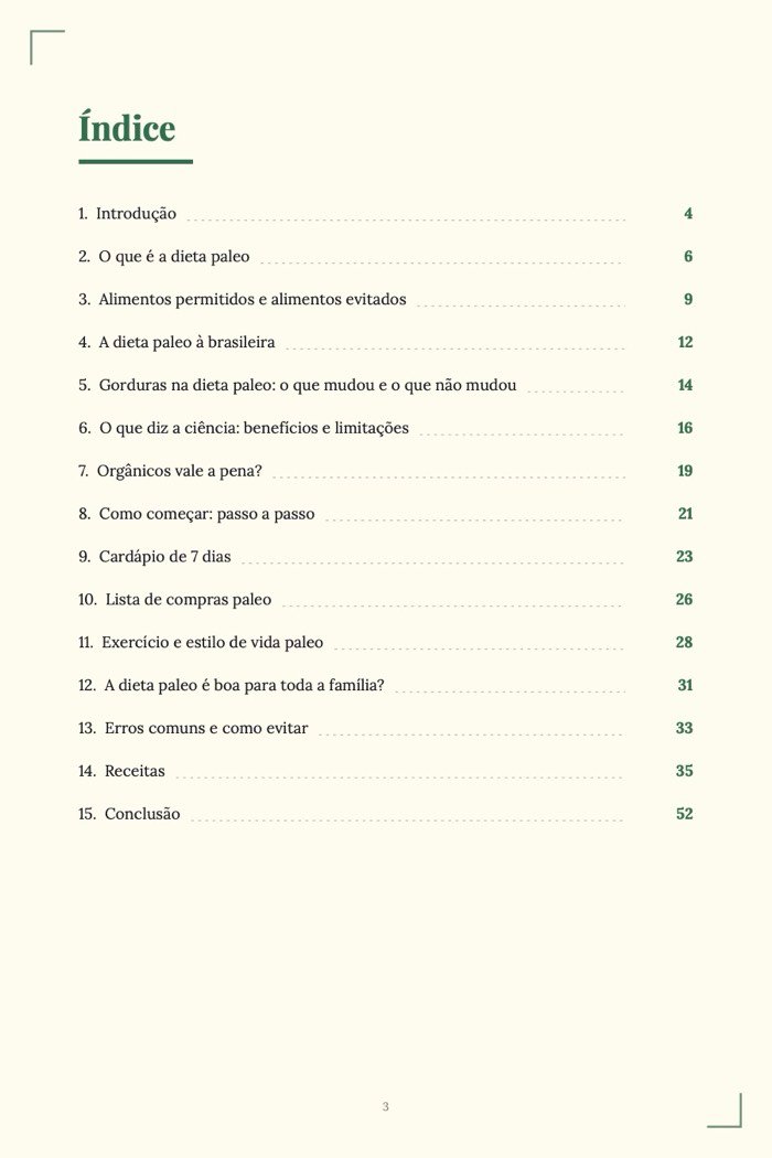 Página de exemplo 1 de Dieta Paleo