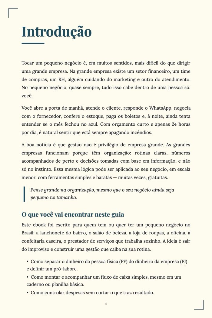 Página de exemplo 2 de Gestão de Pequenas Empresas