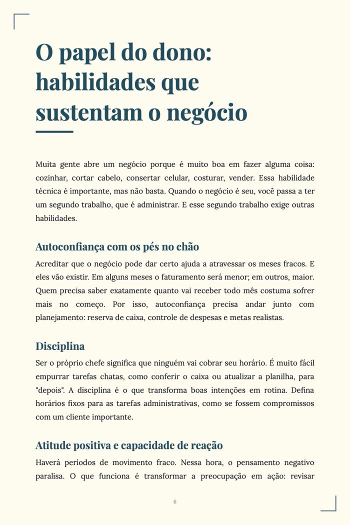 Página de exemplo 3 de Gestão de Pequenas Empresas