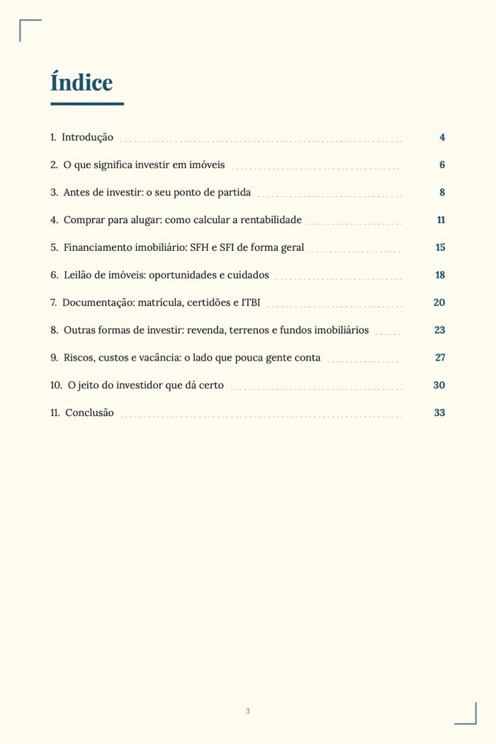 Página de exemplo 1 de Como Investir em Imóveis