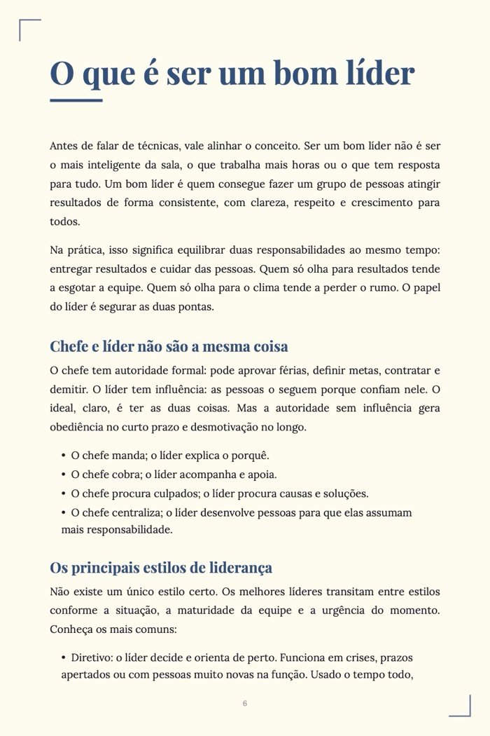 Página de exemplo 3 de Liderança na Prática