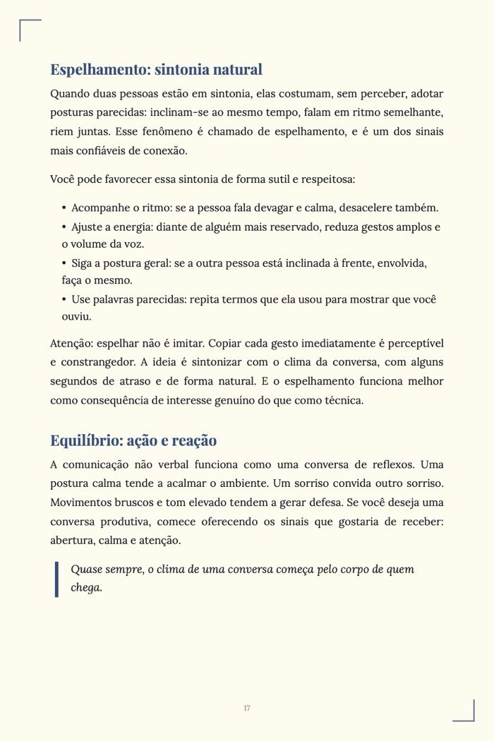 Página de exemplo 4 de Linguagem Corporal na Prática