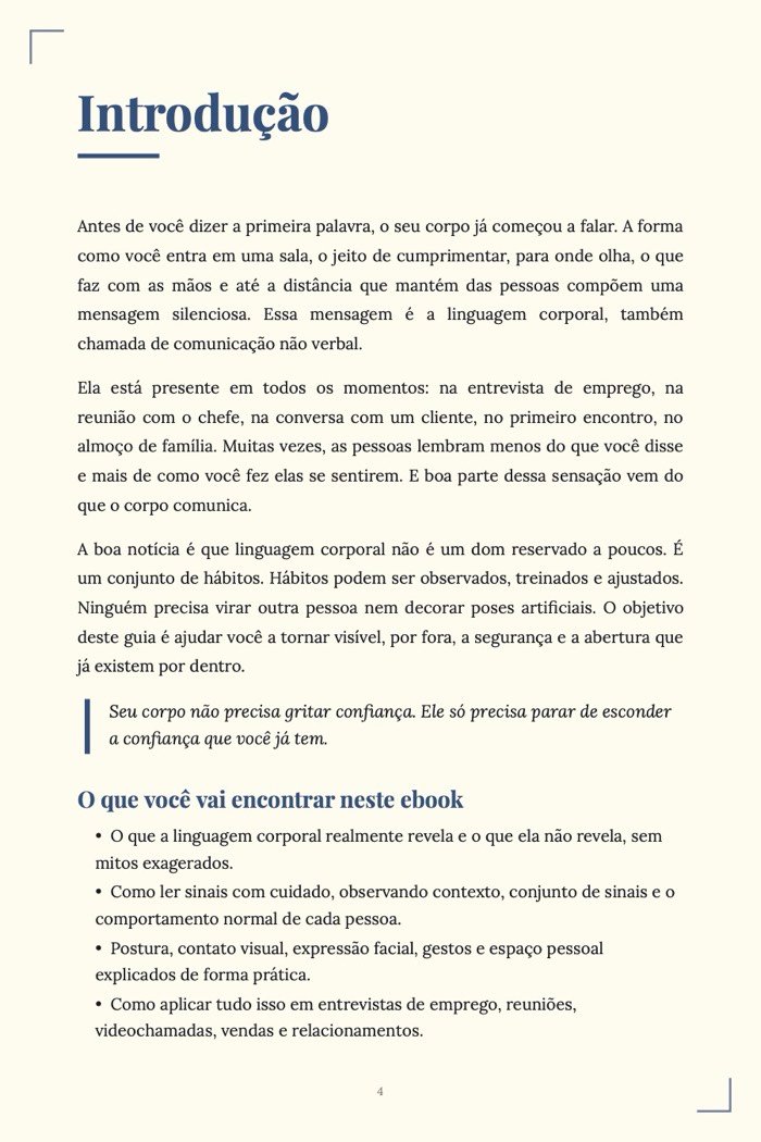 Página de exemplo 2 de Linguagem Corporal na Prática