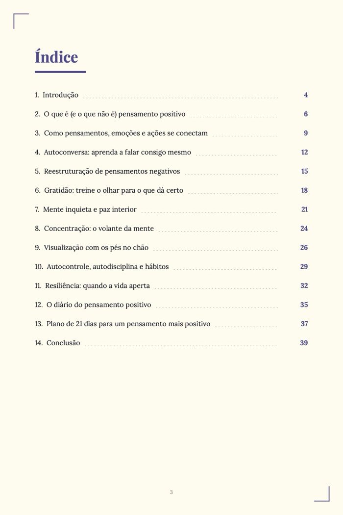Página de exemplo 1 de Pensamento Positivo na Prática