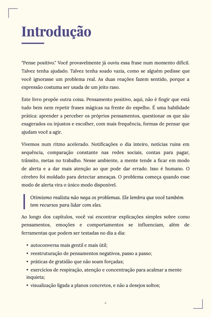 Página de exemplo 2 de Pensamento Positivo na Prática