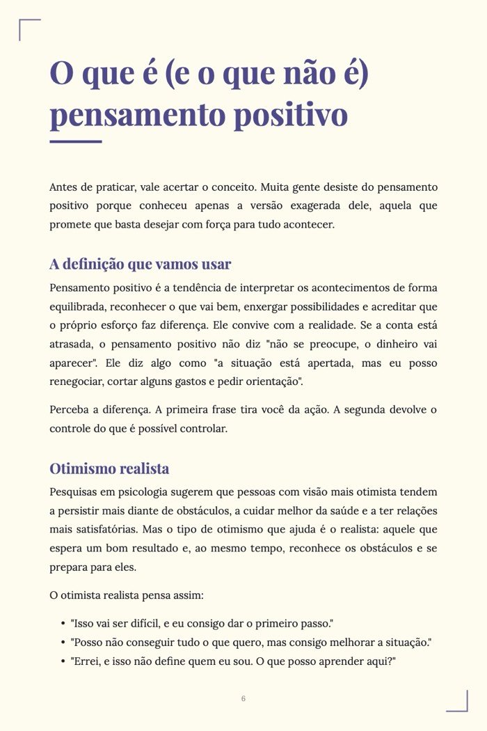 Página de exemplo 3 de Pensamento Positivo na Prática