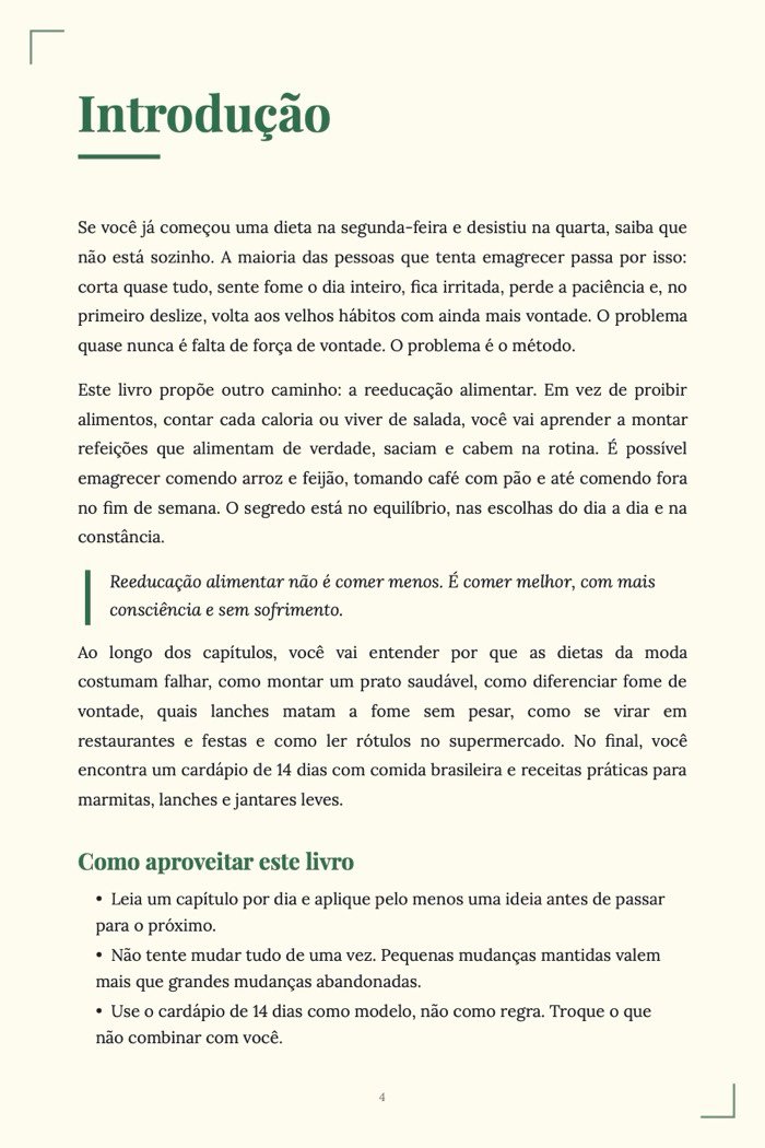 Página de exemplo 2 de Reeducação Alimentar