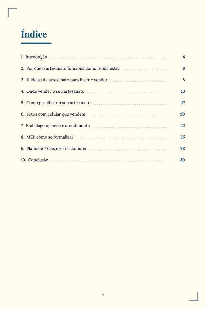Página de exemplo 1 de Renda Extra com Artesanato