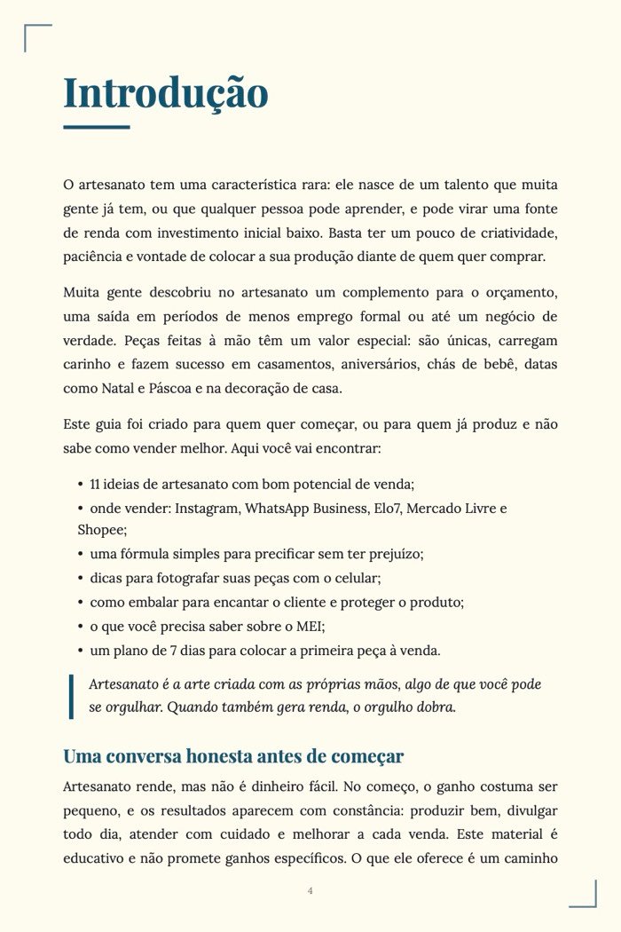 Página de exemplo 2 de Renda Extra com Artesanato