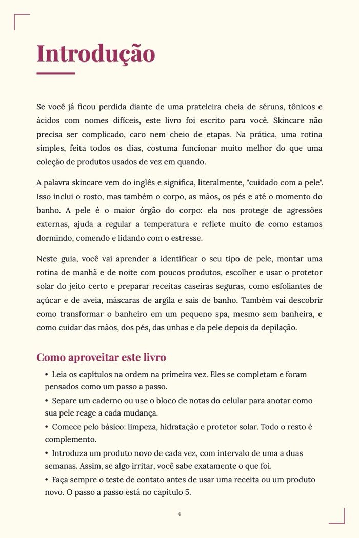 Página de exemplo 2 de Skincare Caseiro