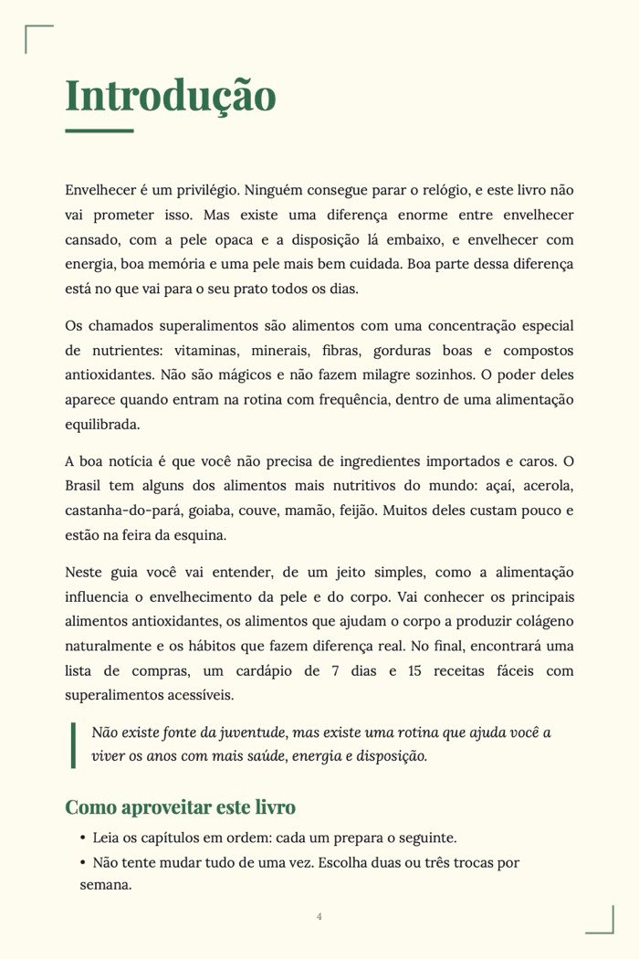 Página de exemplo 2 de Superalimentos: Pele, Energia e Saúde