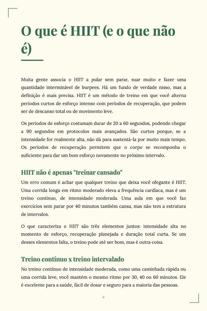 Página de exemplo 3 de Treino HIIT em Casa