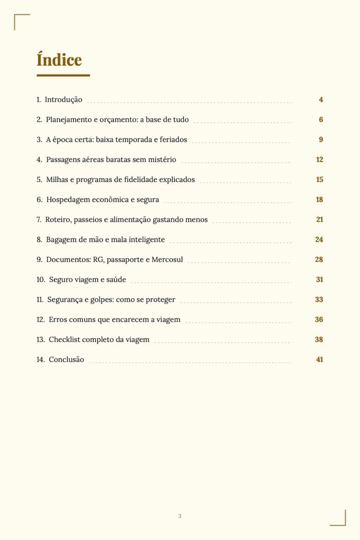 Página de exemplo 1 de Como Viajar Barato