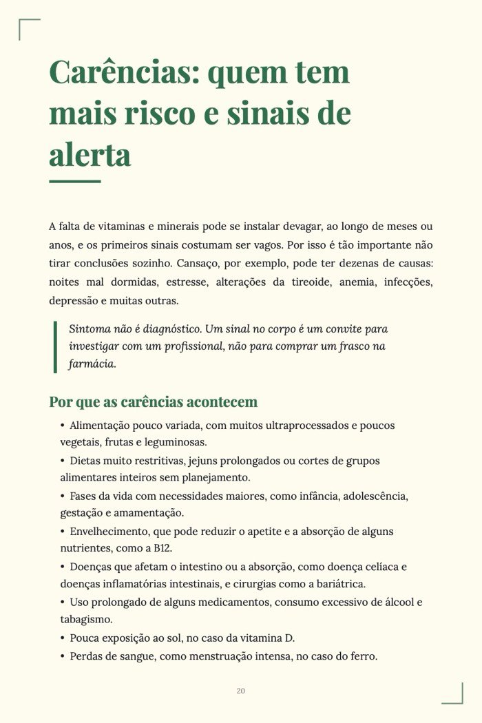 Página de exemplo 4 de Vitaminas e Minerais