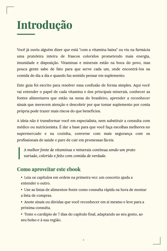 Página de exemplo 2 de Vitaminas e Minerais