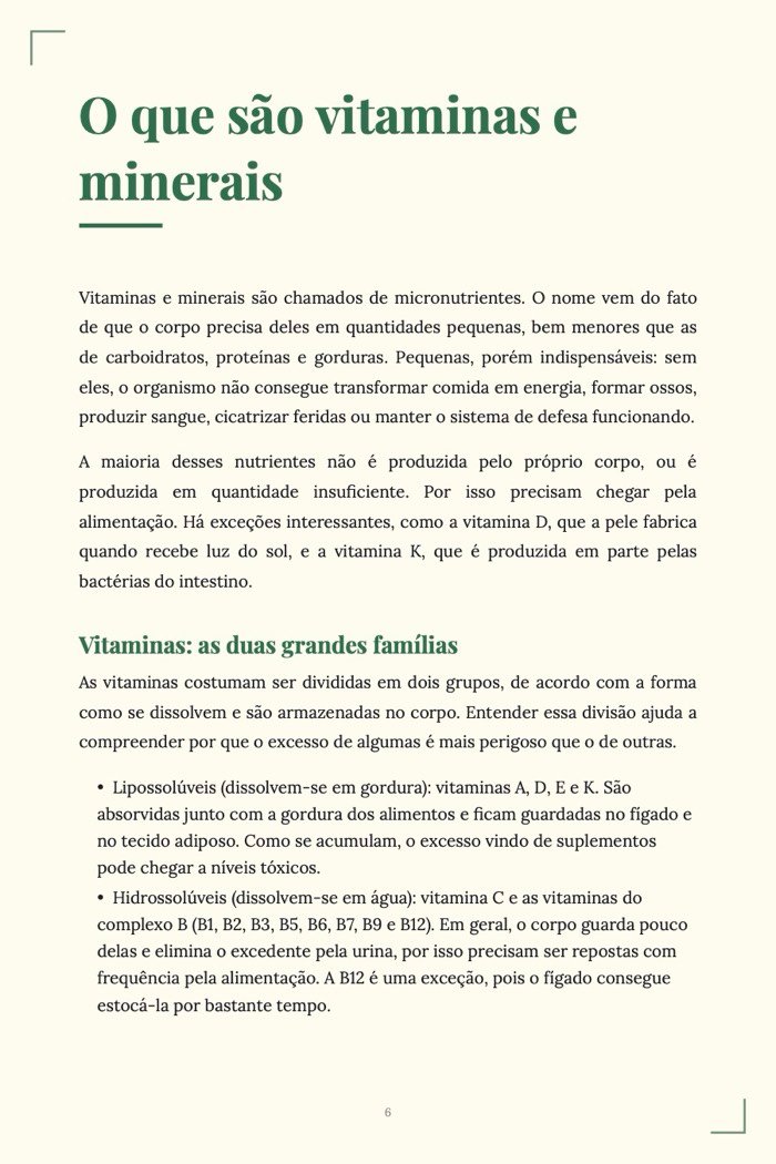 Página de exemplo 3 de Vitaminas e Minerais